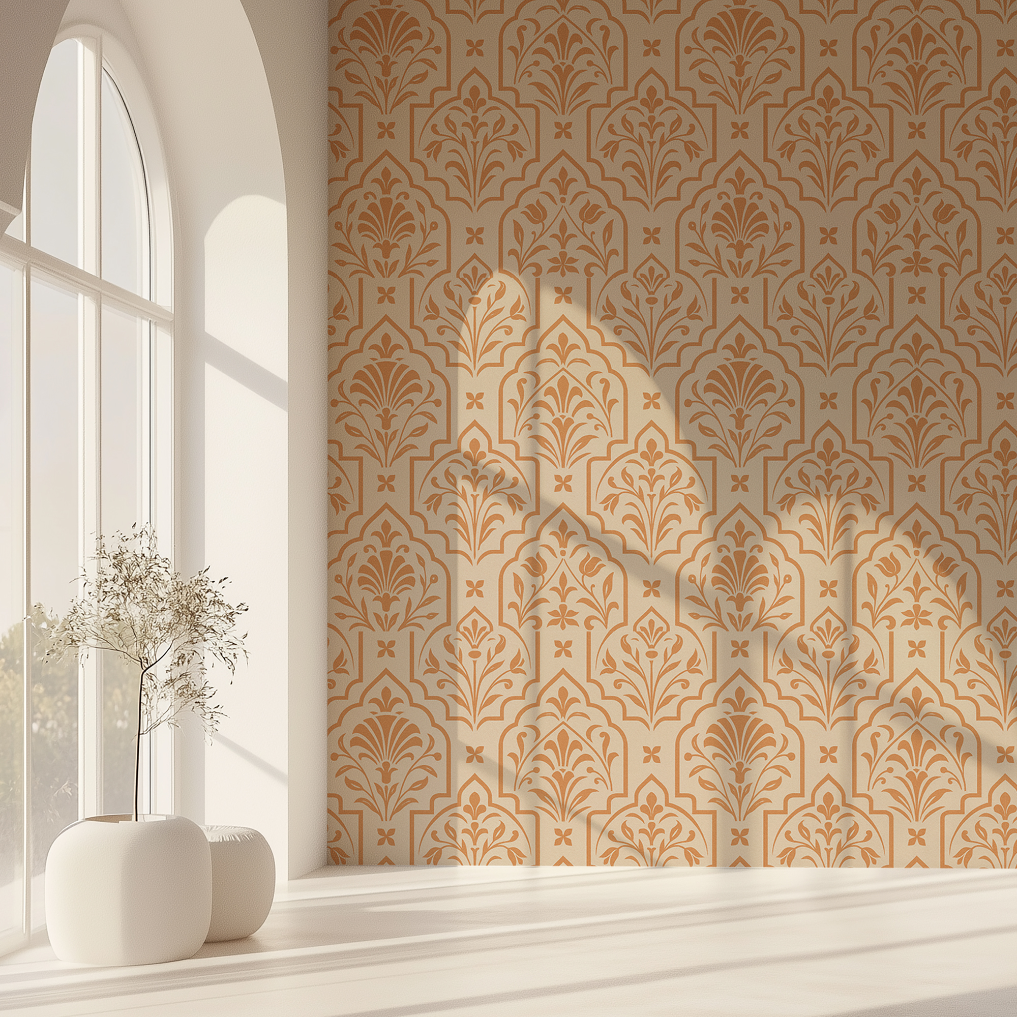 Terracotta Moroccan Wallpaper – Geometric Tile
