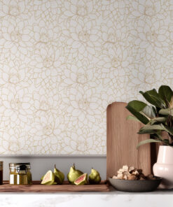 Gold Peony Flower Wallpaper – Elegant Floral Line Art - Image 6