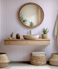 Alternative view of Lavender Stripe Wallpaper – Purple Vertical Lines