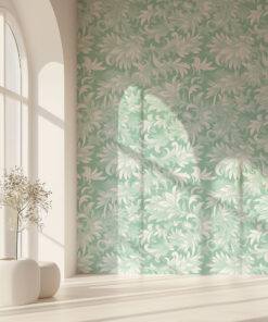 Alternative view of Sage Green Botanical Wallpaper – White Leaf Foliage