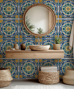 Alternative view of Mexican Talavera Tile Wallpaper