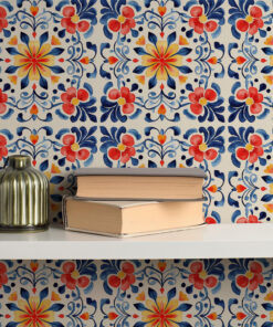 Alternative view of Colorful Mexican Talavera Wallpaper