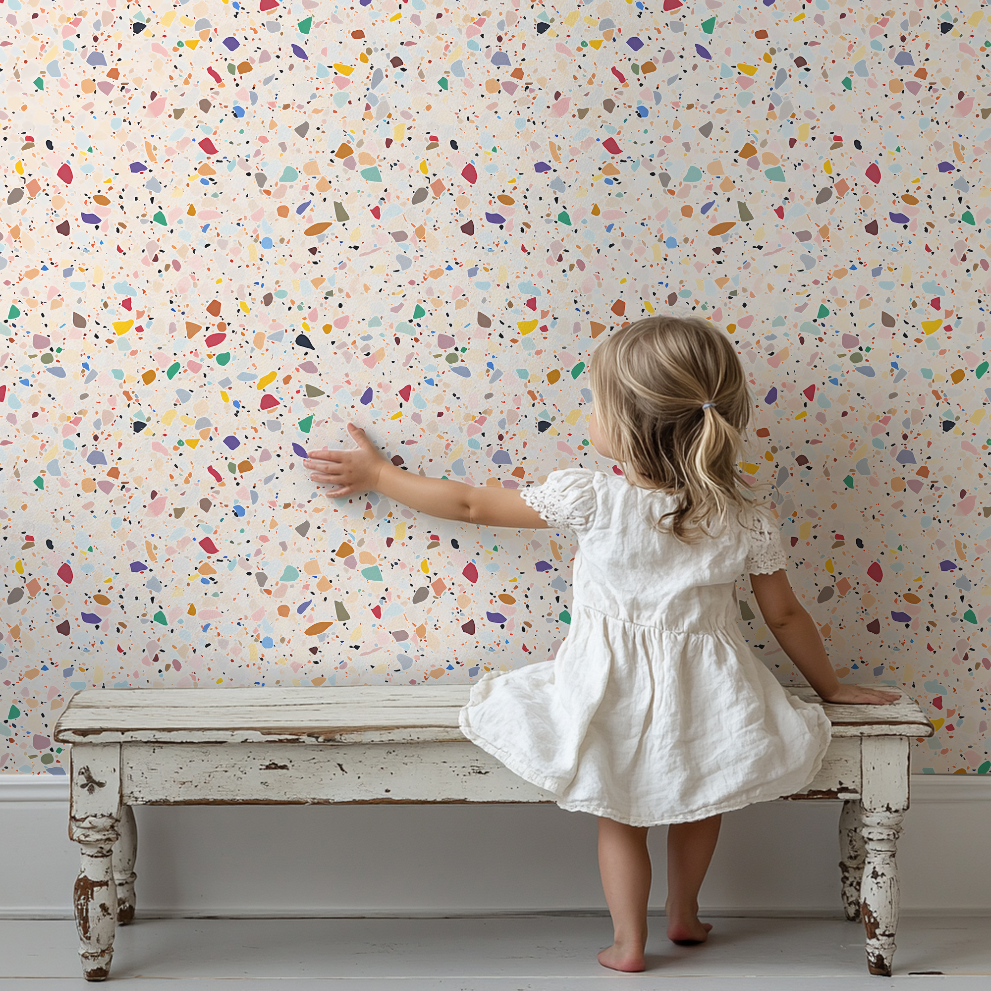 Colorful Terrazzo Wallpaper - Modern Concrete Removable Peel & Stick