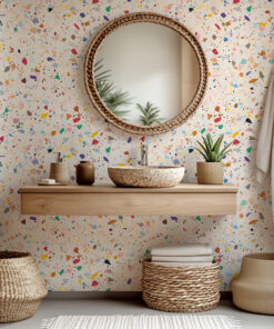 Alternative view of Colorful Terrazzo Wallpaper – Modern Concrete
