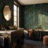 Green Herringbone Tile Wallpaper