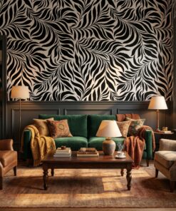Black and White Tropical Leaf Wallpaper