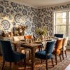 Blue Mediterranean Floral Wallpaper