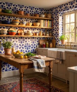 Blue Portuguese Azulejo Tile Wallpaper