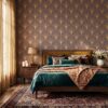 Art Deco Gold and Brown Fan Wallpaper