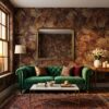 Dark Brown and Gold Floral Wallpaper