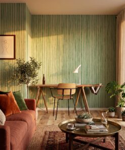 Sage Green Watercolor Stripe Wallpaper