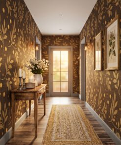Vintage Brown and Gold Botanical Wallpaper