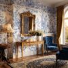 Blue and White Bird Toile Wallpaper
