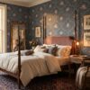 Blue Grey Vintage Tulip Wallpaper