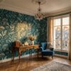 Emerald Green Dark Botanical Wallpaper