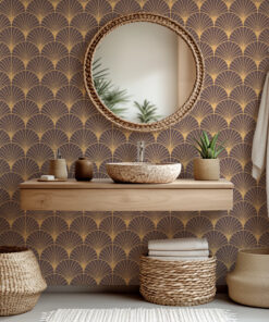 Alternative view of Art Deco Gold and Brown Fan Wallpaper