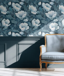 Dark Blue Floral Wallpaper