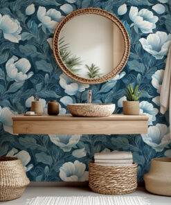 Alternative view of Dark Blue Floral Wallpaper