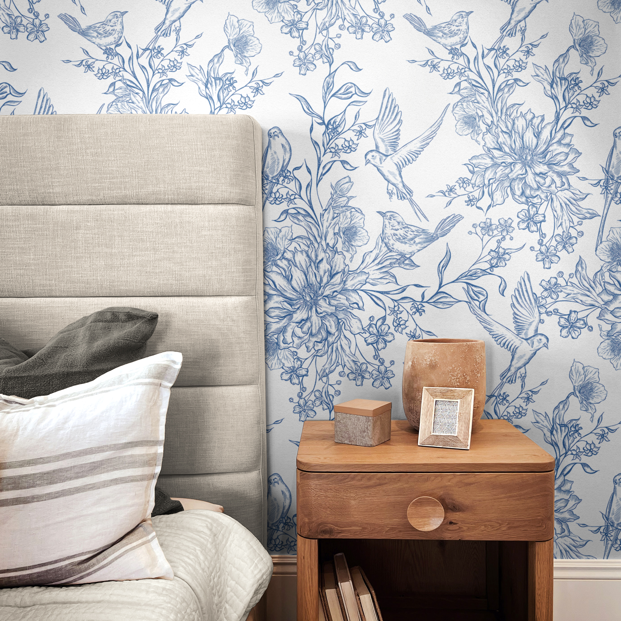 birds blue toile mockup 4