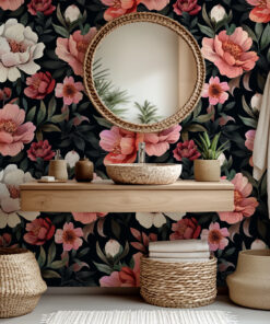 Alternative view of Dark Romantic Botanical Wallpaper