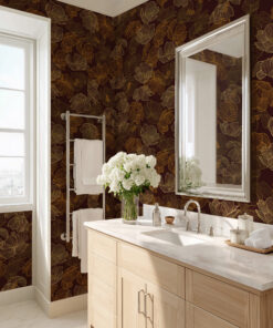 Alternative view of Dark Brown and Gold Floral Wallpaper