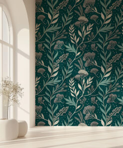 Alternative view of Emerald Green Dark Botanical Wallpaper