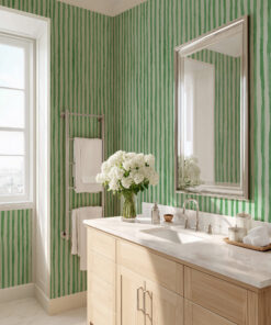 Alternative view of Sage Green Watercolor Stripe Wallpaper