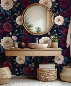 Alternative view of Navy Dark Floral Wallpaper
