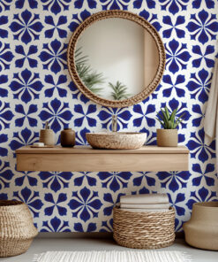 Alternative view of Blue Portuguese Azulejo Tile Wallpaper