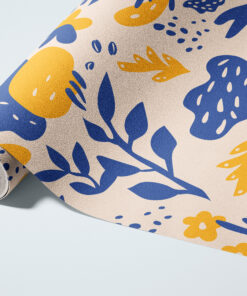 Alternative view of Modern Abstract Blue & Mustard Wallpaper