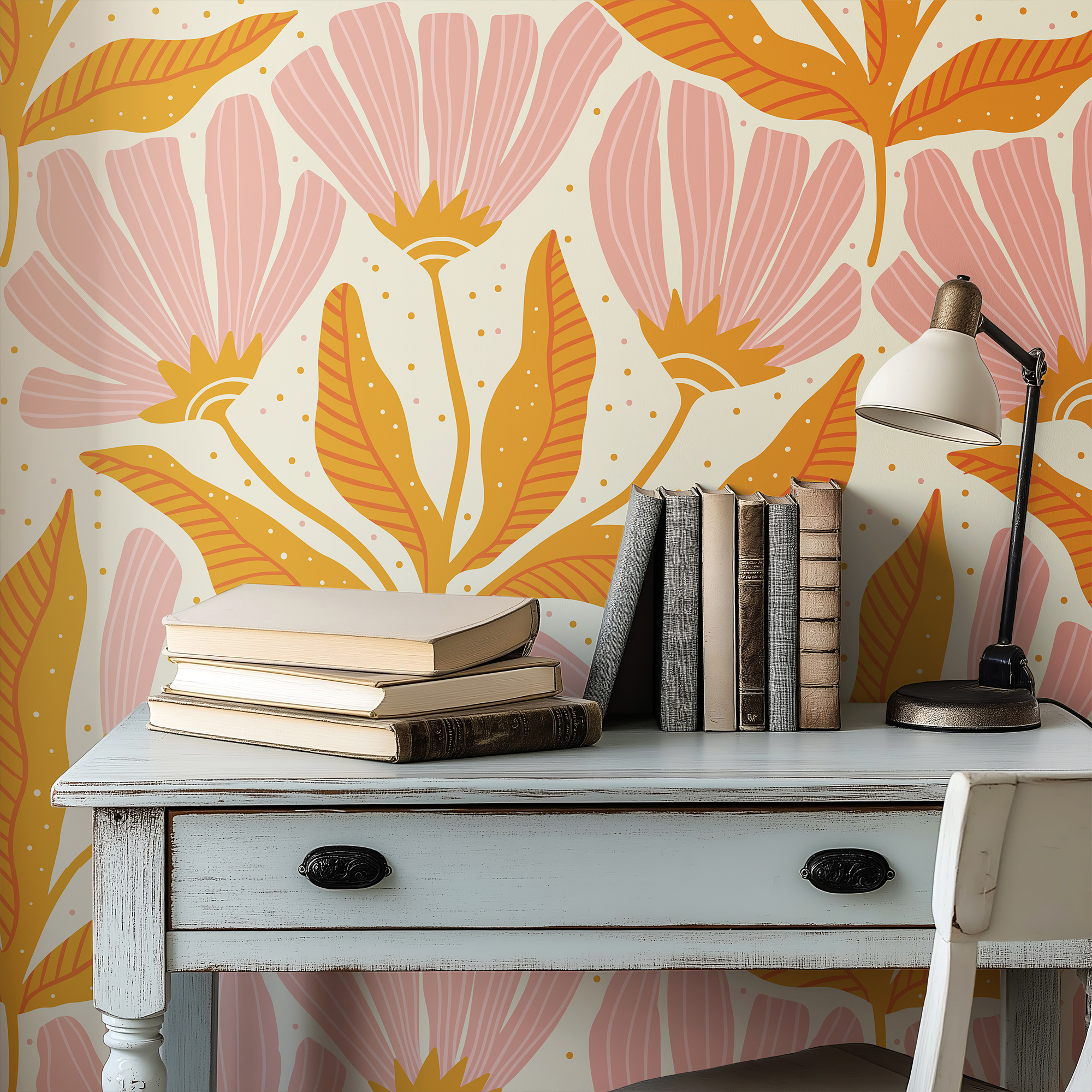 antique flowers wallpaper 2 mockup 3