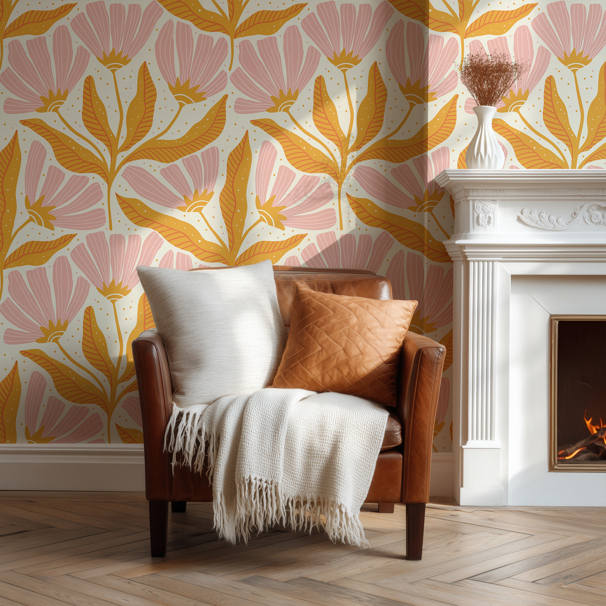 antique flowers wallpaper 2 mockup 6