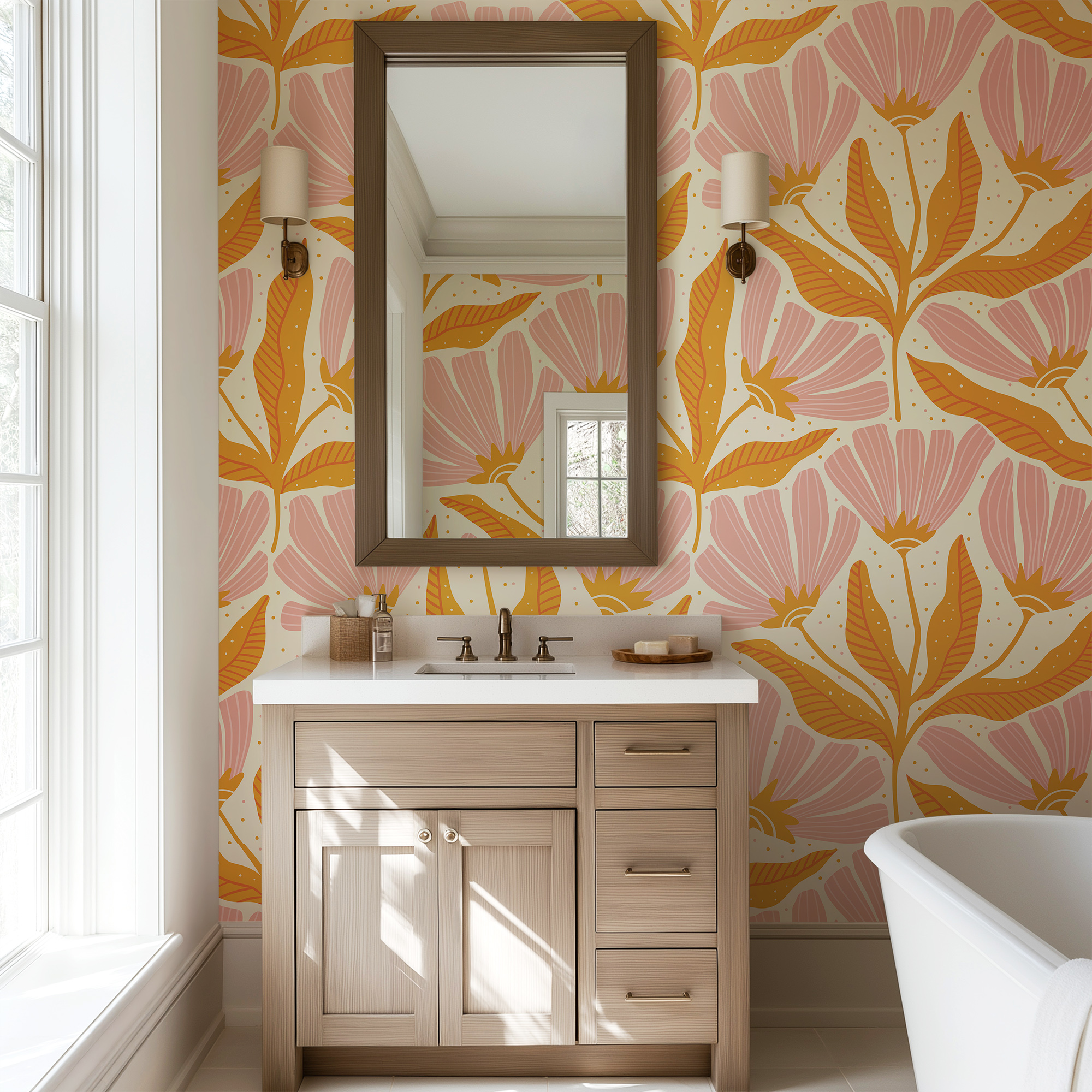 antique flowers wallpaper 2 mockup 8