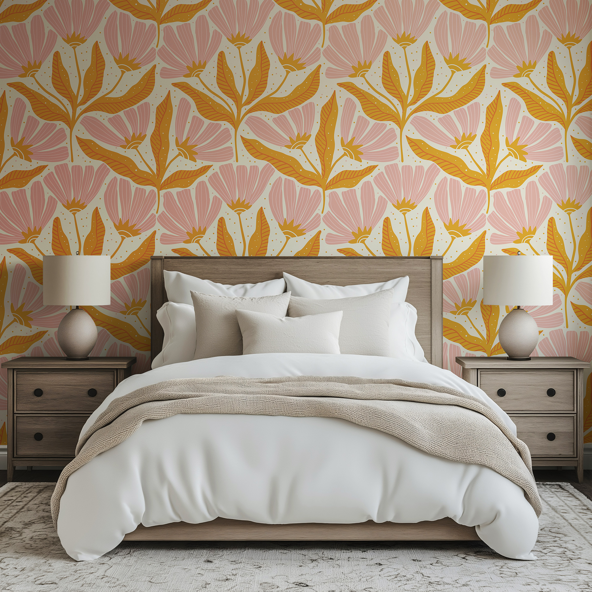 antique flowers wallpaper mockup 1