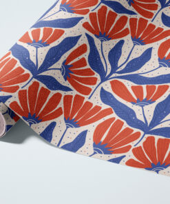 Alternative view of Retro Folk Art Floral Wallpaper