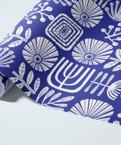 Alternative view of Navy Linocut Botanical Wallpaper