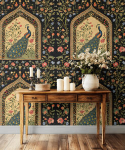 Alternative view of Dark Mughal Peacock Wallpaper