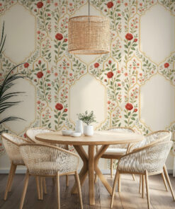 Beige Mughal Floral Arch Wallpaper