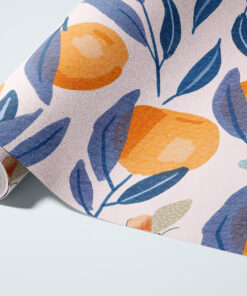 Alternative view of Watercolor Citrus & Blue Leaf Peel Stick Wallpaper