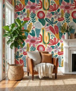 Colorful Abstract Botanical Wallpaper