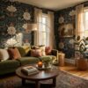dark floral damask peel and stick wallpaper