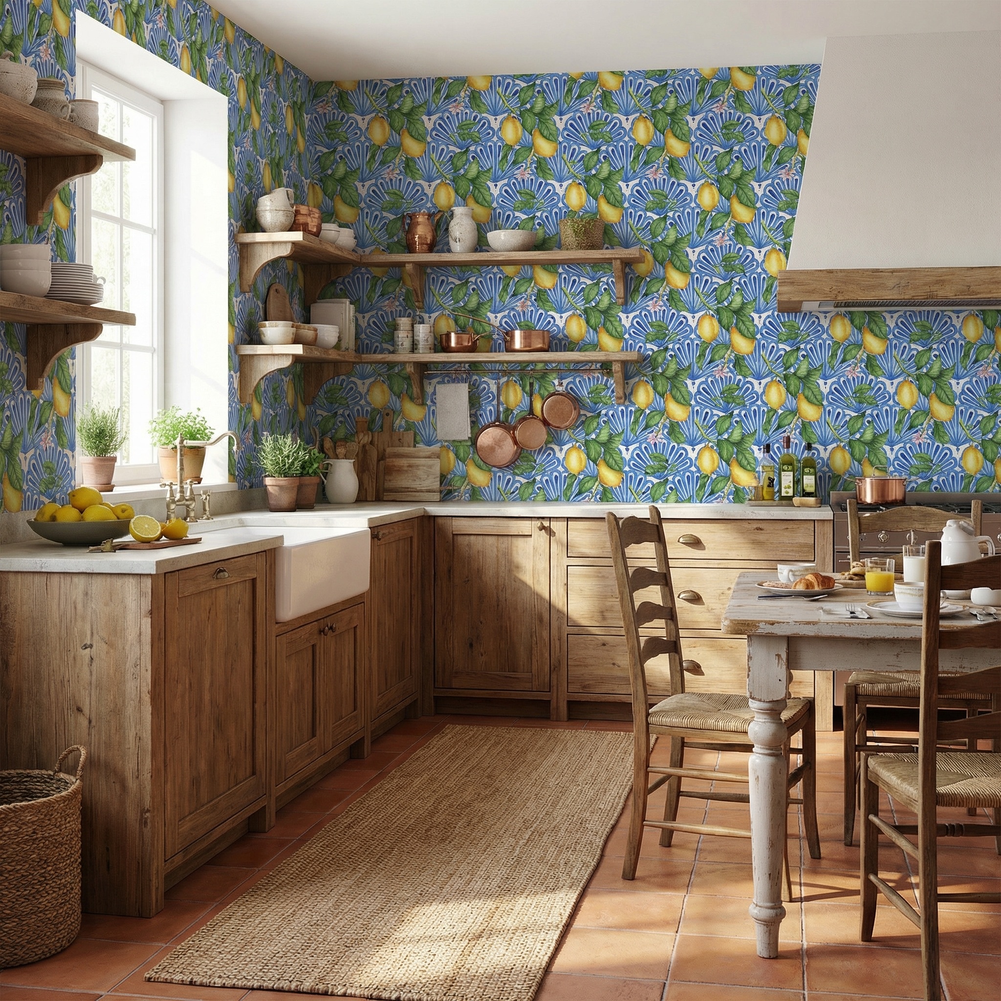Mediterranean lemon wallpaper