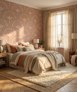 Terracotta Boho Scallop Wallpaper