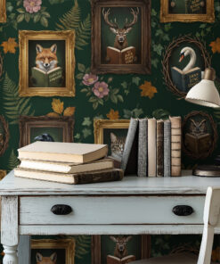 Dark Academia Reading Animals Wallpaper - Image 5